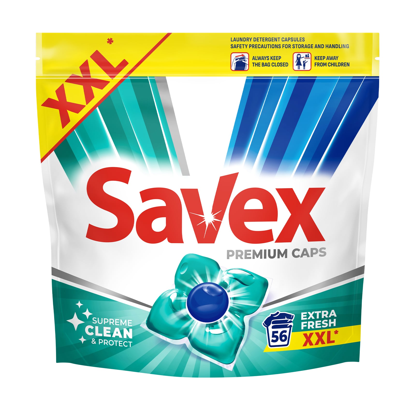 Капсули для прання Savex Premium Caps Extra Fresh, 56 цикли прання, 56 шт